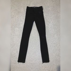 hollister black, ripped skinny jeans